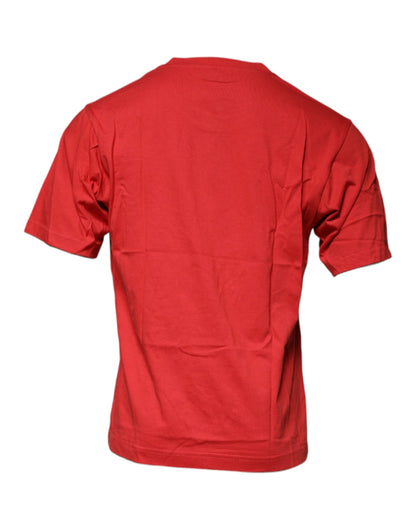 Camiseta de cuello redondo de algodón con logo DG rojo de Dolce & Gabbana