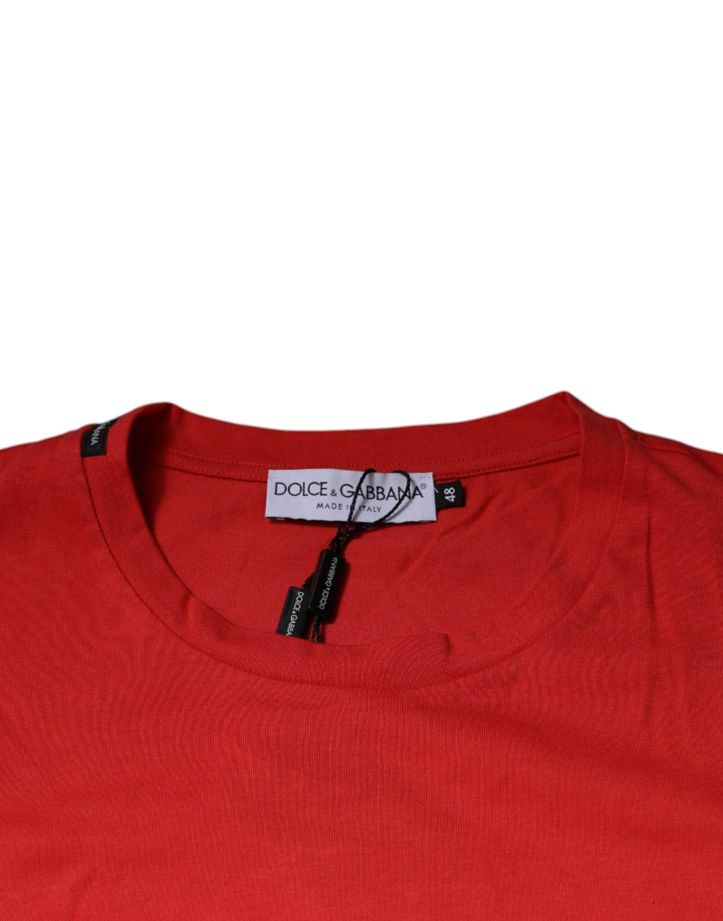 Camiseta de cuello redondo de algodón con logo DG rojo de Dolce & Gabbana