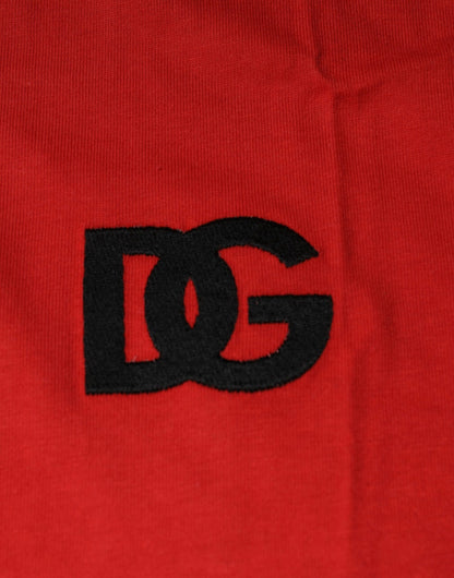 Camiseta de cuello redondo de algodón con logo DG rojo de Dolce & Gabbana