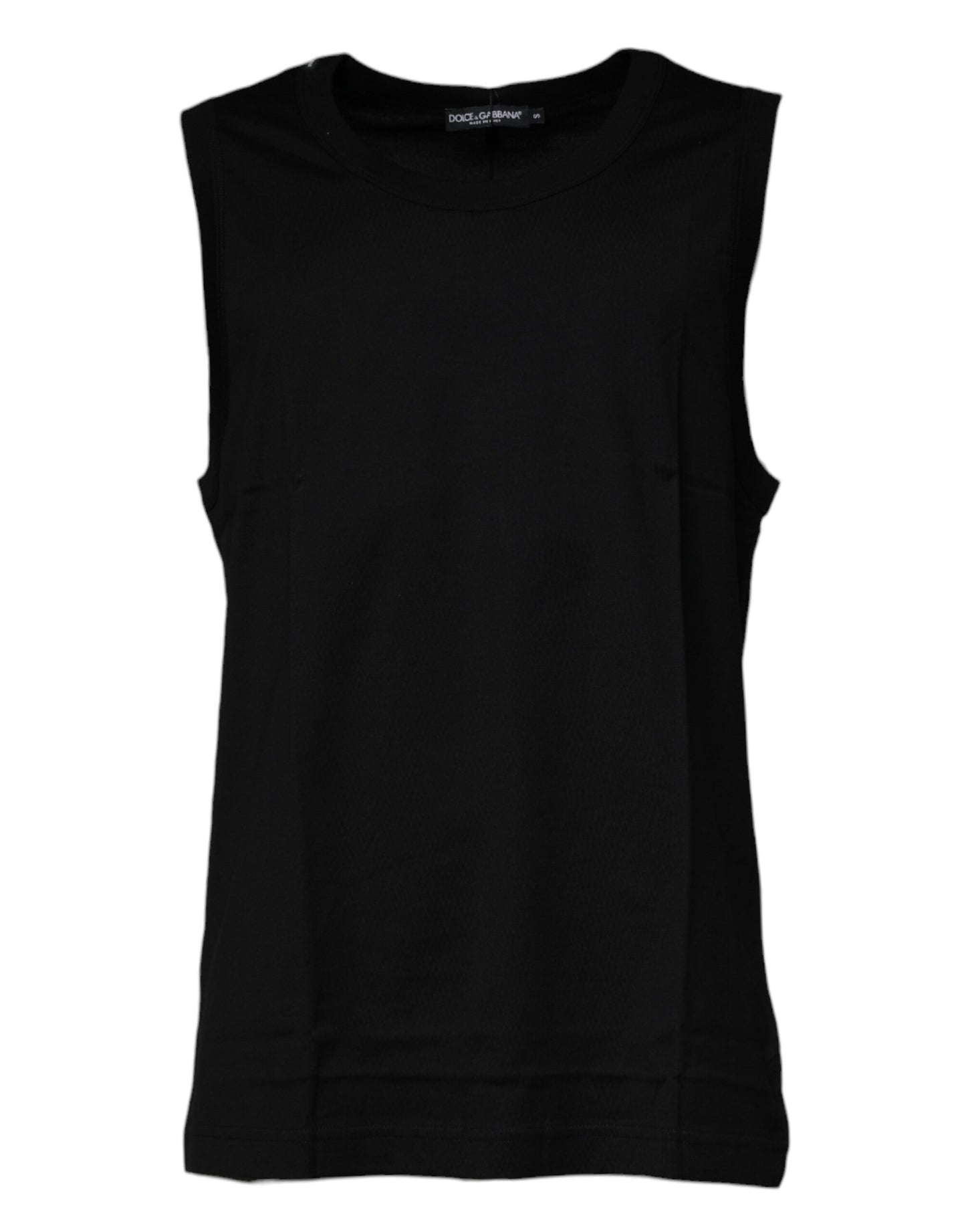 Camiseta sin mangas de cuello redondo de algodón negro Dolce & Gabbana