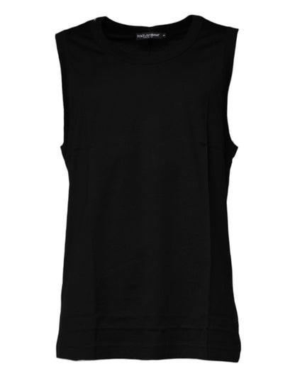 Camiseta sin mangas de cuello redondo de algodón negro Dolce & Gabbana