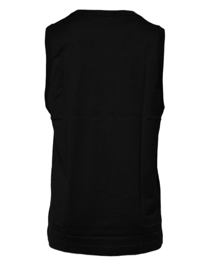 Camiseta sin mangas de cuello redondo de algodón negro Dolce & Gabbana