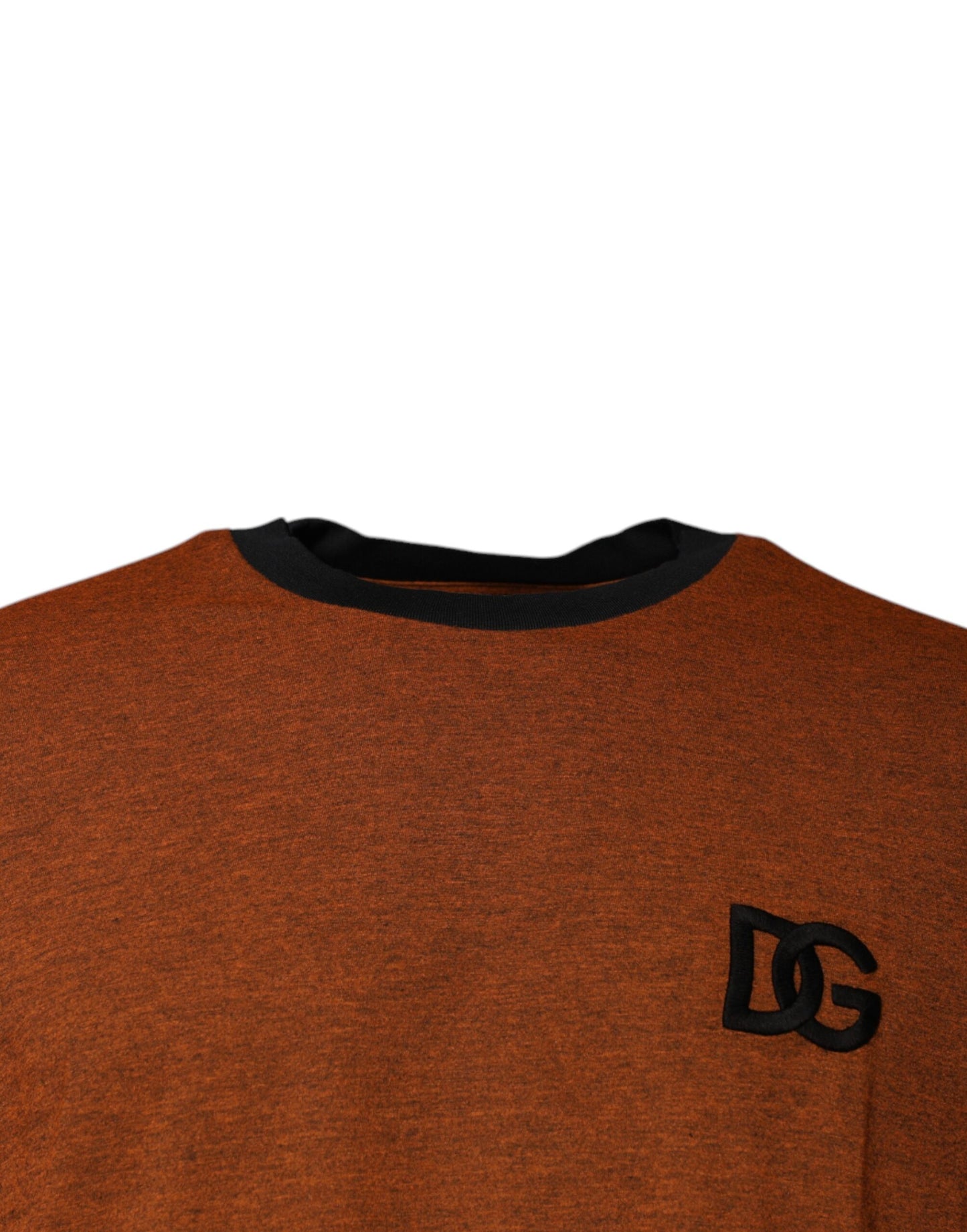 Camiseta de algodón marrón con cuello redondo y logo DG de Dolce & Gabbana