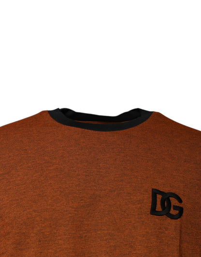 Camiseta de algodón marrón con cuello redondo y logo DG de Dolce & Gabbana