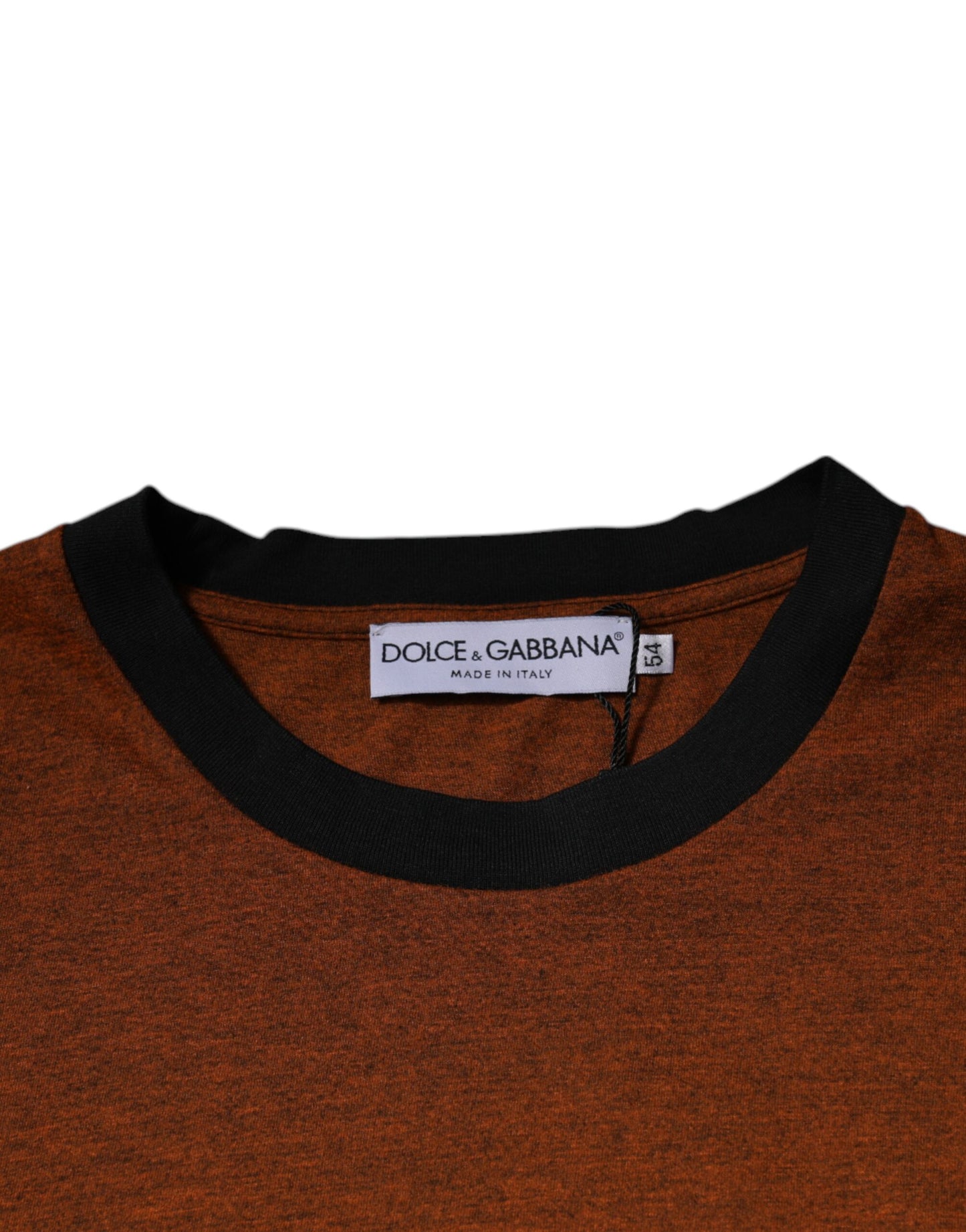 Camiseta de algodón marrón con cuello redondo y logo DG de Dolce & Gabbana