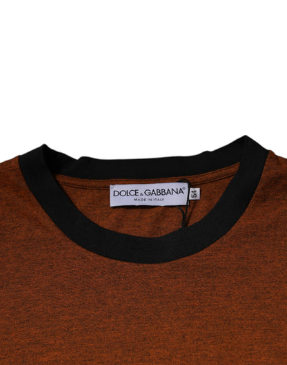 Camiseta de algodón marrón con cuello redondo y logo DG de Dolce & Gabbana