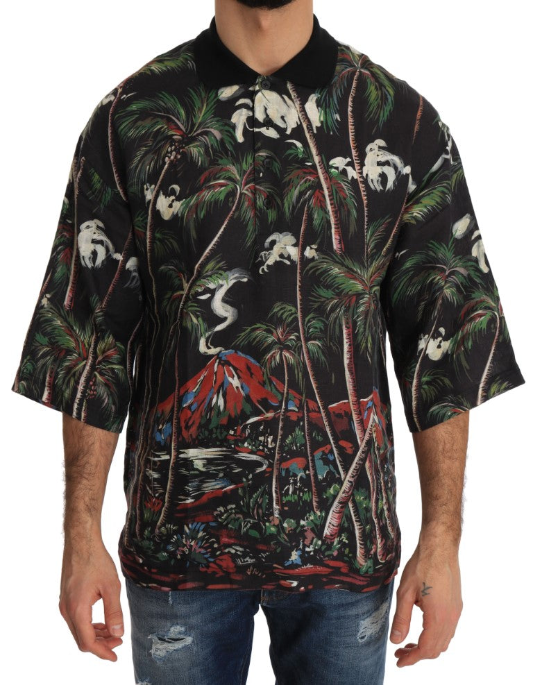 Dolce & Gabbana T-shirt à Manches Courtes Noir Volcano Sicile