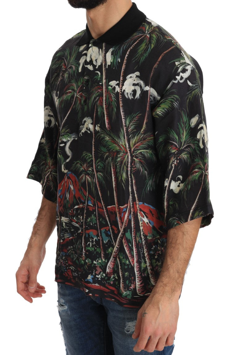 Dolce & Gabbana T-shirt à Manches Courtes Noir Volcano Sicile