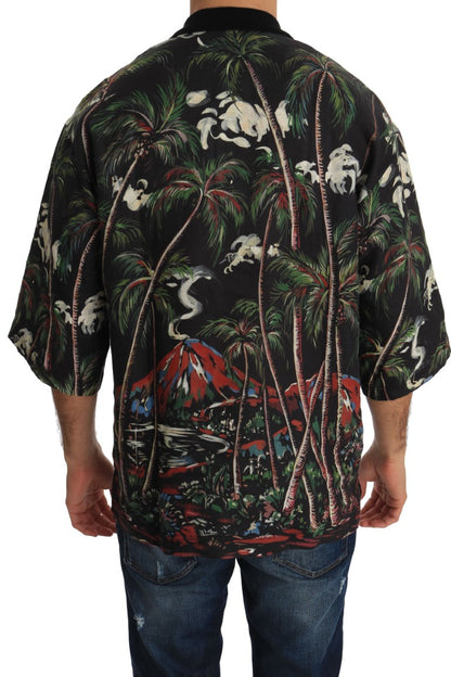 Dolce & Gabbana T-shirt à Manches Courtes Noir Volcano Sicile
