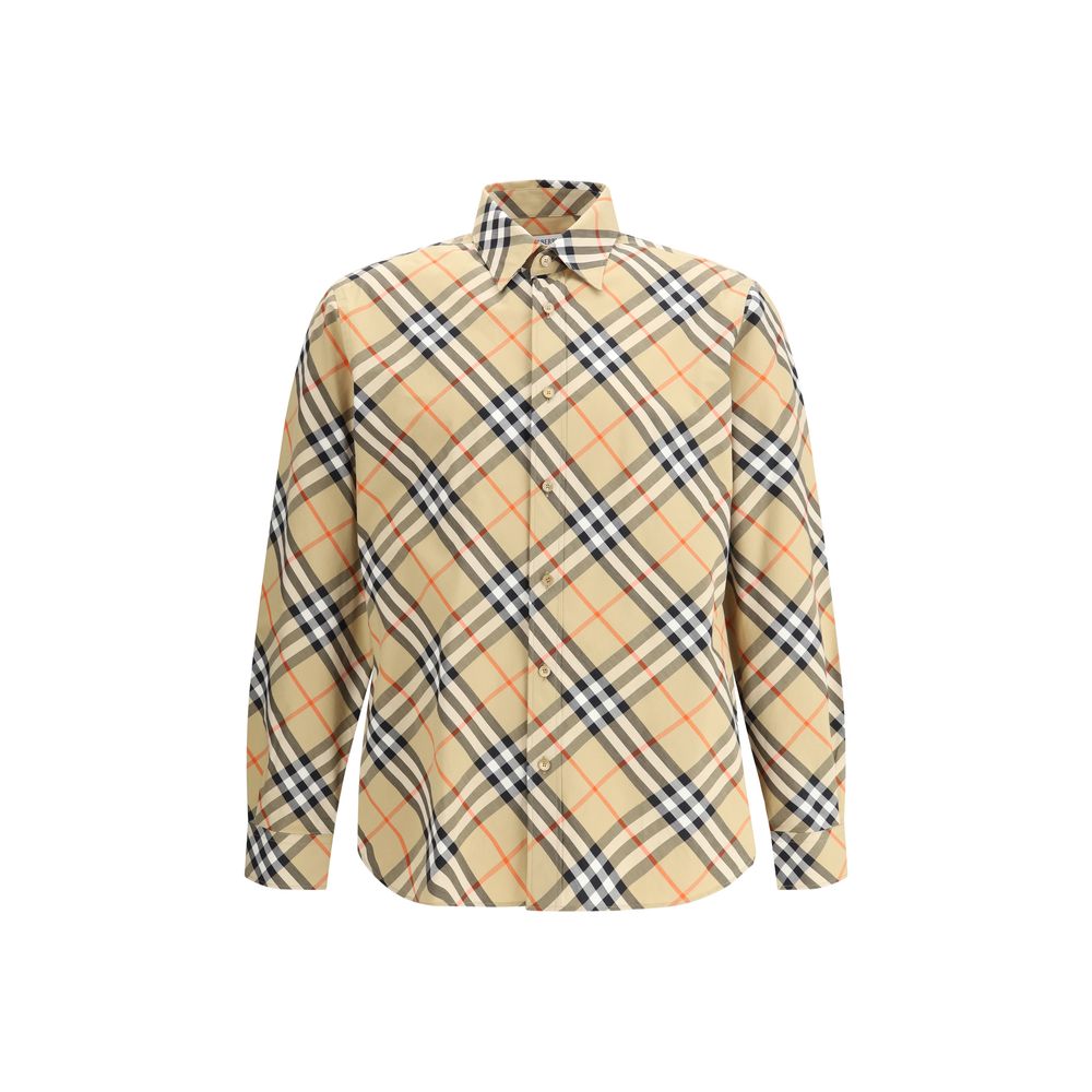 Camisa con diseño de algodón beige de Burberry