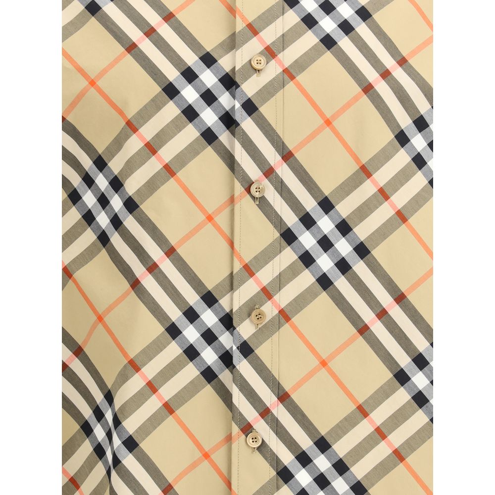 Camisa con diseño de algodón beige de Burberry