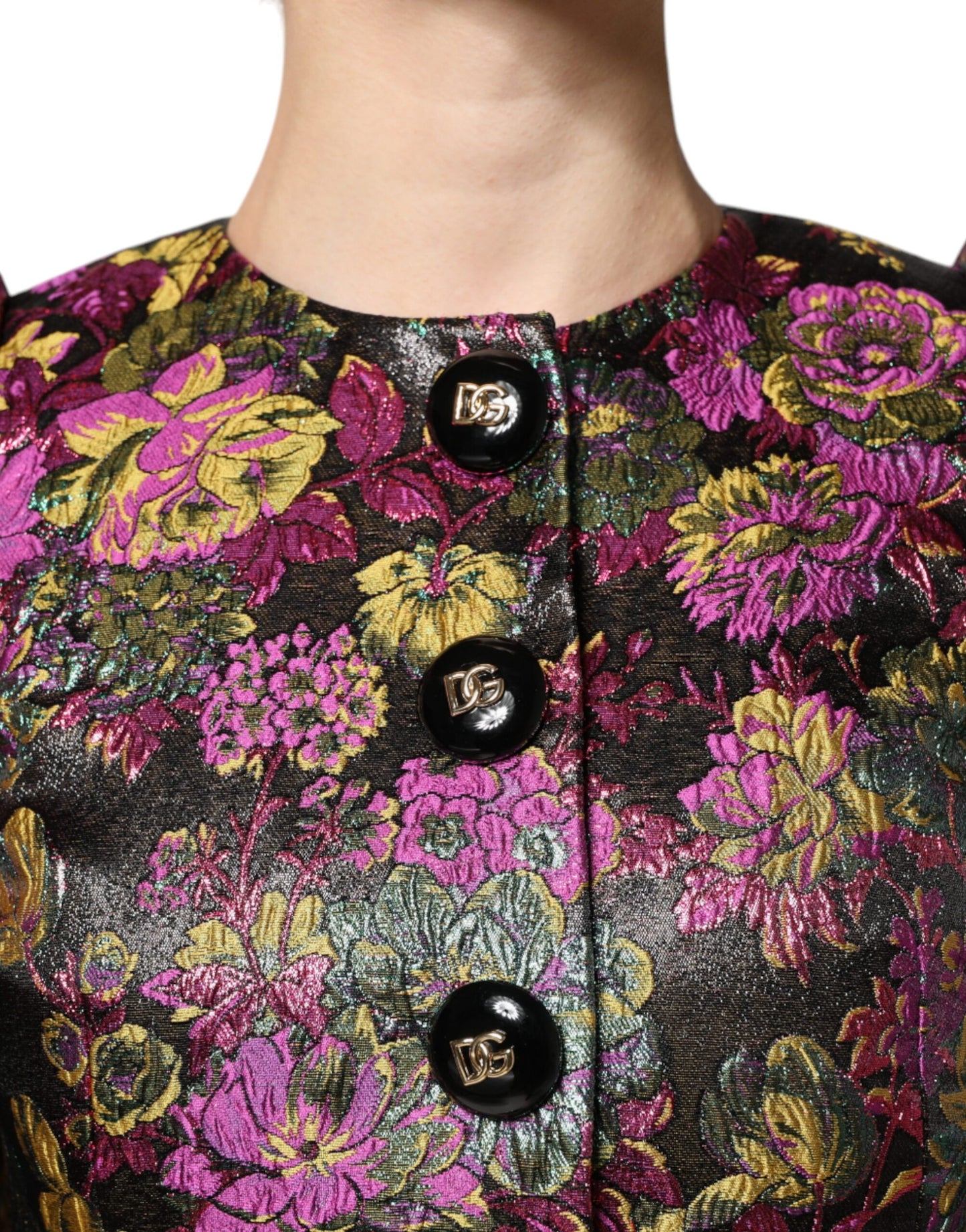Chaqueta corta con jacquard floral multicolor de Dolce & Gabbana
