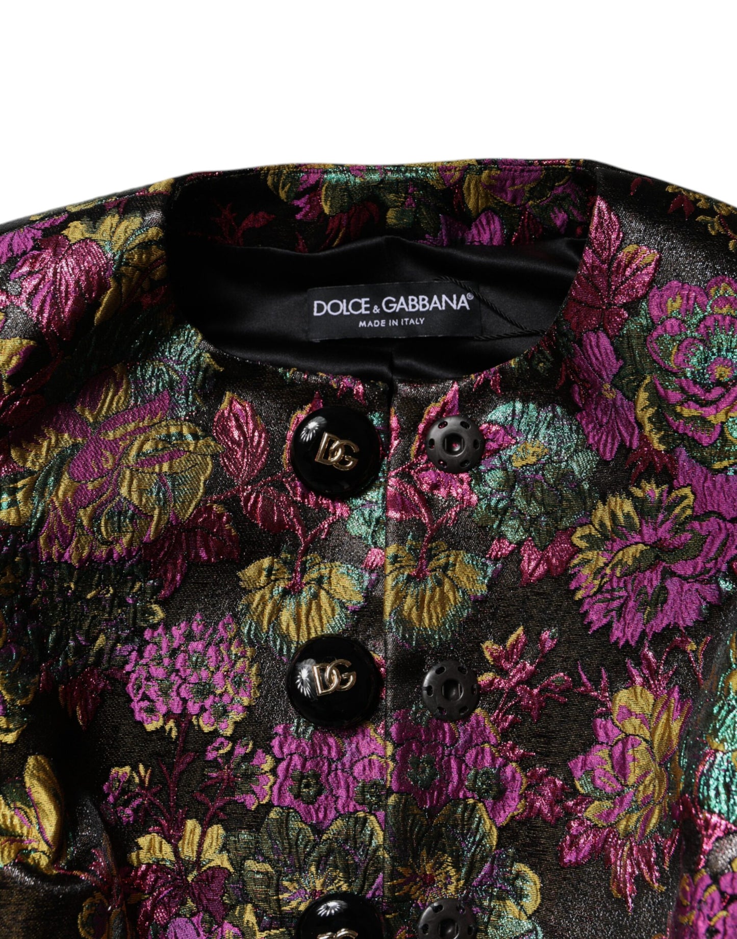 Chaqueta corta con jacquard floral multicolor de Dolce & Gabbana