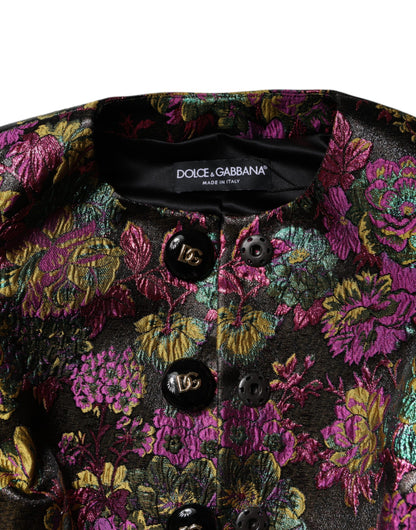 Chaqueta corta con jacquard floral multicolor de Dolce & Gabbana
