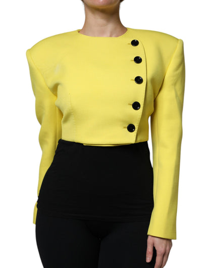 Chaqueta Abrigo Corto de Lana Amarilla Limón de Manga Larga Dolce & Gabbana