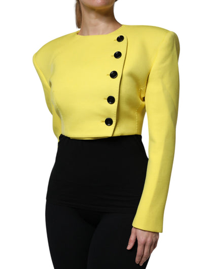 Chaqueta Abrigo Corto de Lana Amarilla Limón de Manga Larga Dolce & Gabbana
