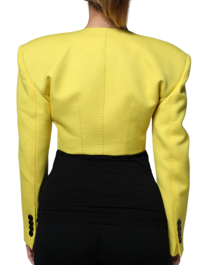 Chaqueta Abrigo Corto de Lana Amarilla Limón de Manga Larga Dolce & Gabbana