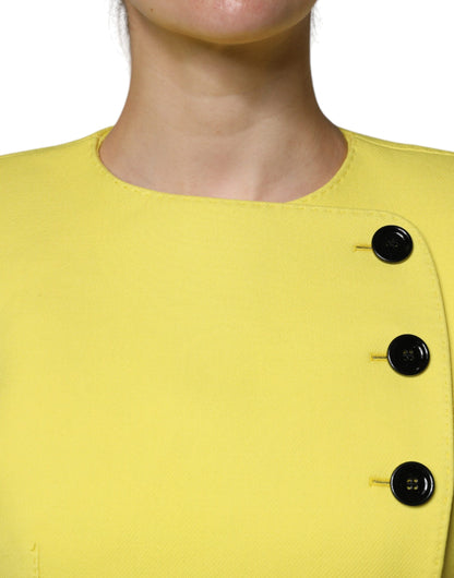 Chaqueta Abrigo Corto de Lana Amarilla Limón de Manga Larga Dolce & Gabbana