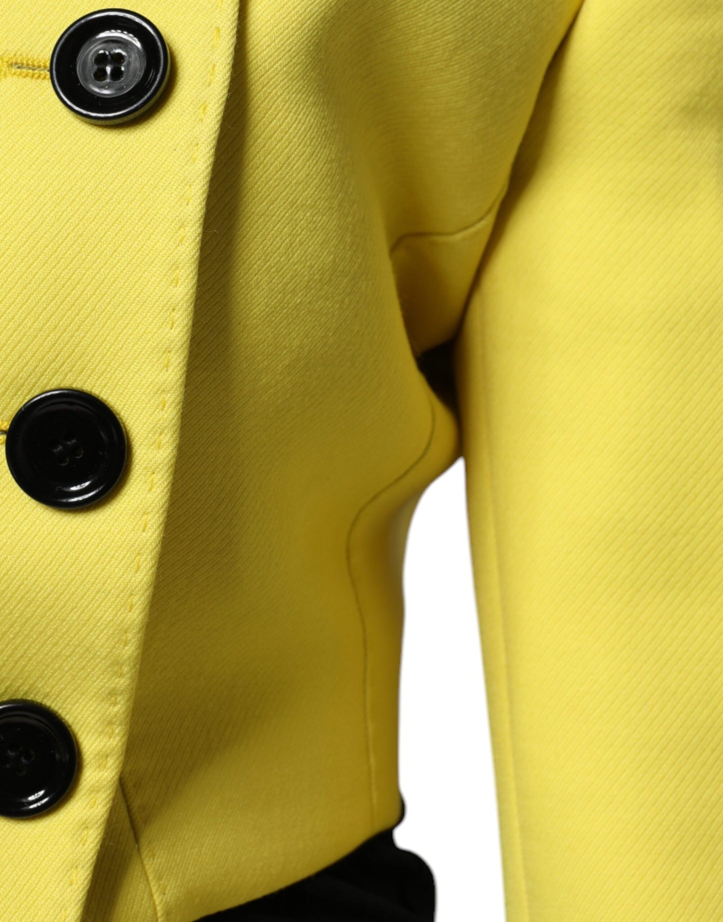 Chaqueta Abrigo Corto de Lana Amarilla Limón de Manga Larga Dolce & Gabbana
