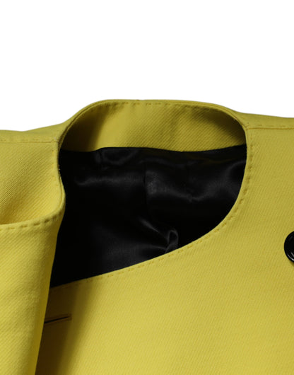Chaqueta Abrigo Corto de Lana Amarilla Limón de Manga Larga Dolce & Gabbana