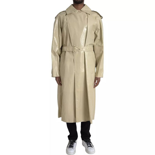 Chaqueta tipo gabardina de cuero de piel de cordero beige Bottega Veneta