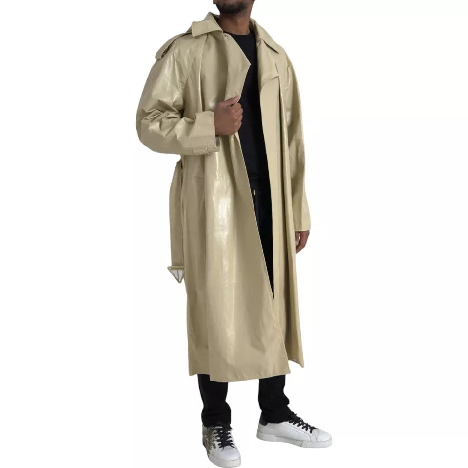 Chaqueta tipo gabardina de cuero de piel de cordero beige Bottega Veneta