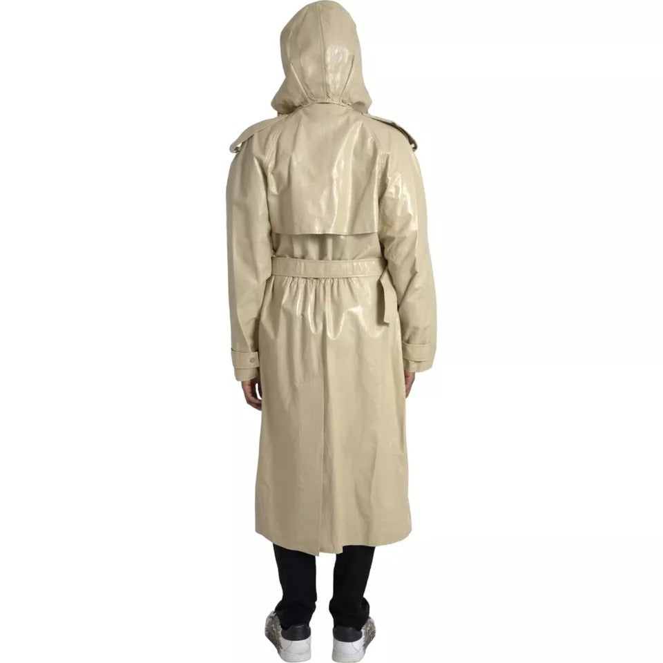 Chaqueta tipo gabardina de cuero de piel de cordero beige Bottega Veneta