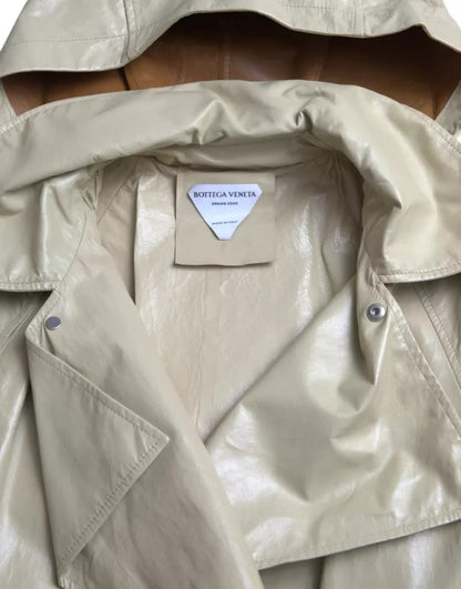 Chaqueta tipo gabardina de cuero de piel de cordero beige Bottega Veneta