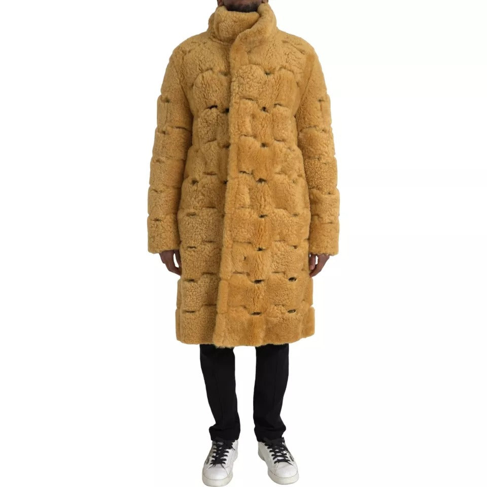 Chaqueta larga de osito de lana amarilla de Bottega Veneta