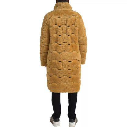 Chaqueta larga de osito de lana amarilla de Bottega Veneta