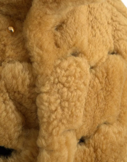 Chaqueta larga de osito de lana amarilla de Bottega Veneta