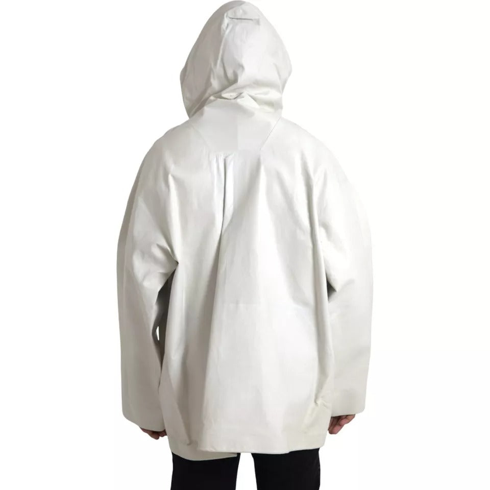 Chaqueta Impermeable Bottega Veneta de Cuero Blanco para Hombre Tipo Blusón