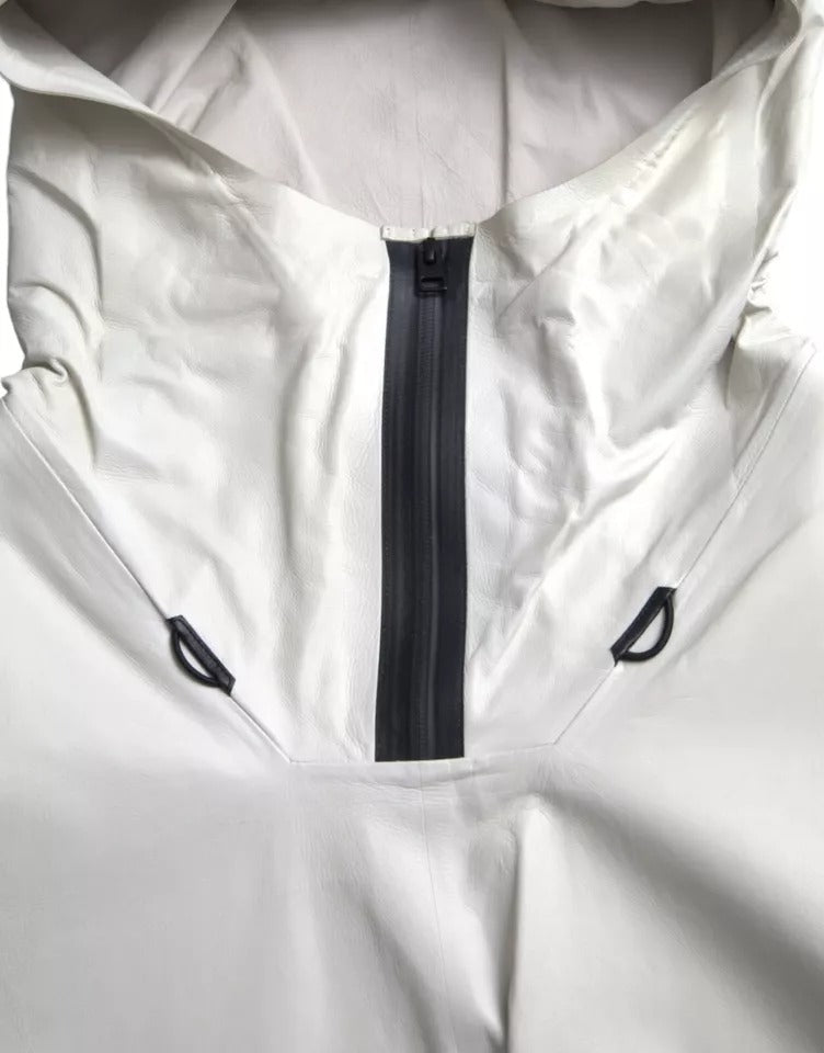 Chaqueta Impermeable Bottega Veneta de Cuero Blanco para Hombre Tipo Blusón