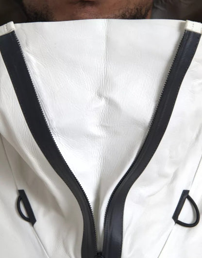 Chaqueta Impermeable Bottega Veneta de Cuero Blanco para Hombre Tipo Blusón