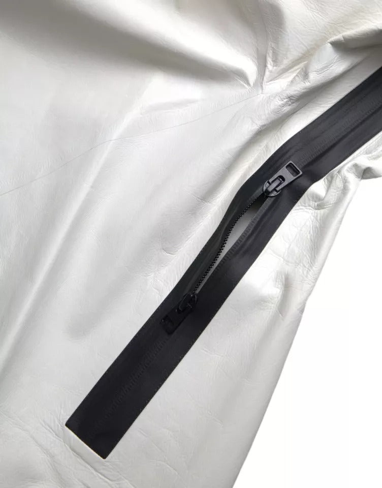 Chaqueta Impermeable Bottega Veneta de Cuero Blanco para Hombre Tipo Blusón