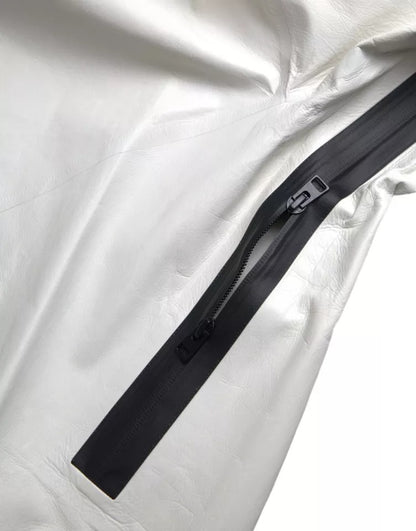 Chaqueta Impermeable Bottega Veneta de Cuero Blanco para Hombre Tipo Blusón