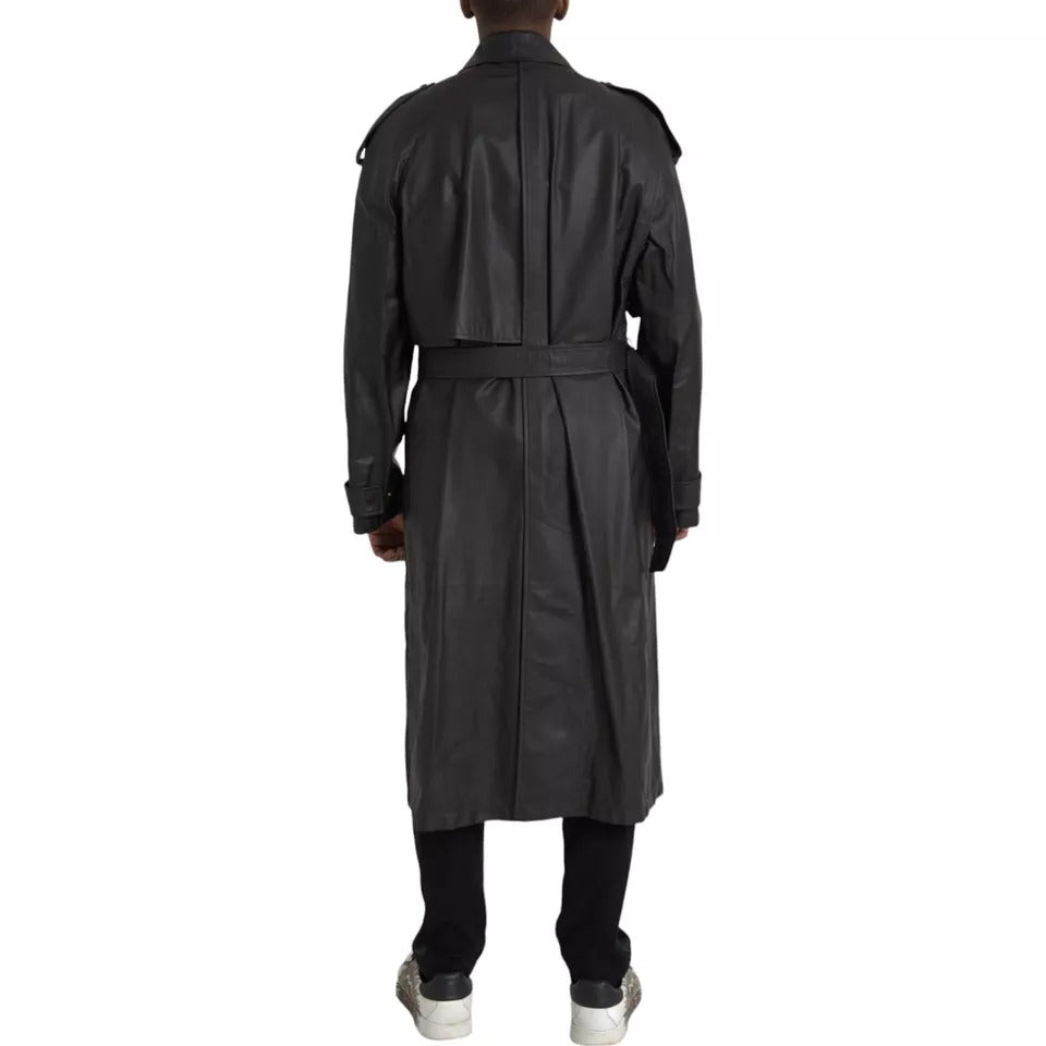 Chaqueta Gabardina Impermeable de Cuero Negro para Hombre Bottega Veneta