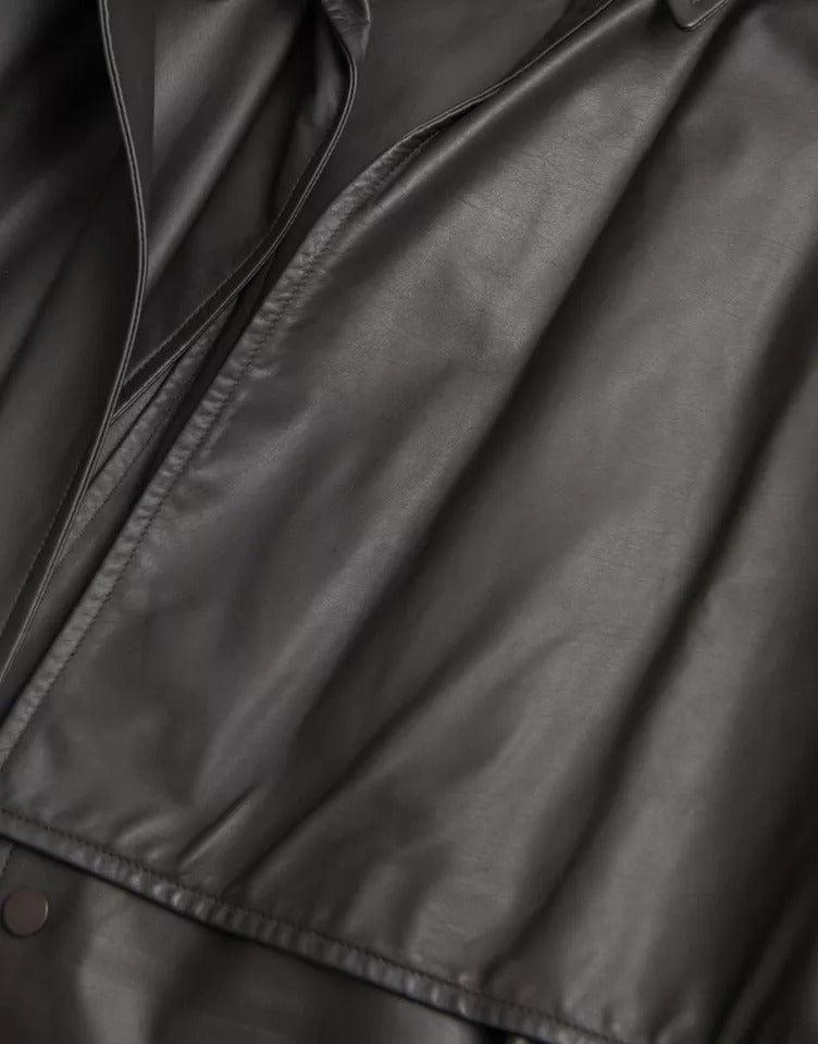 Chaqueta Gabardina Impermeable de Cuero Negro para Hombre Bottega Veneta