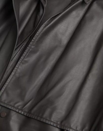 Chaqueta Gabardina Impermeable de Cuero Negro para Hombre Bottega Veneta