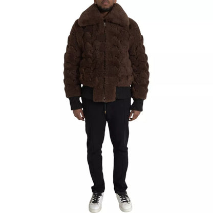 Chaqueta de abrigo de piel de cordero marrón de Bottega Veneta