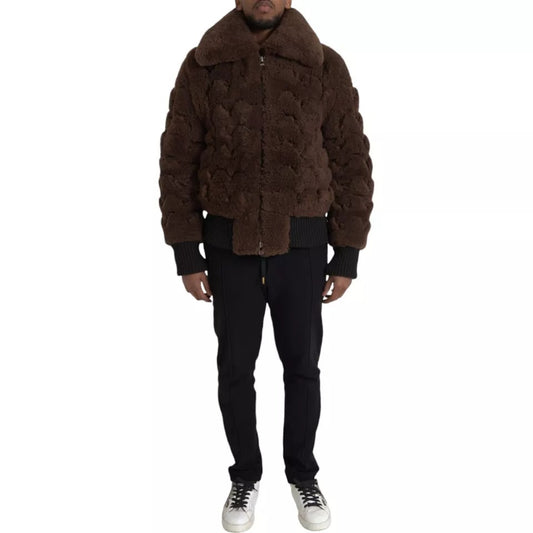 Chaqueta de abrigo de piel de cordero marrón de Bottega Veneta