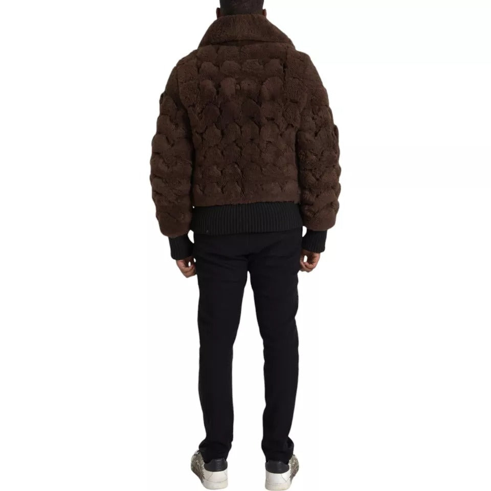 Chaqueta de abrigo de piel de cordero marrón de Bottega Veneta