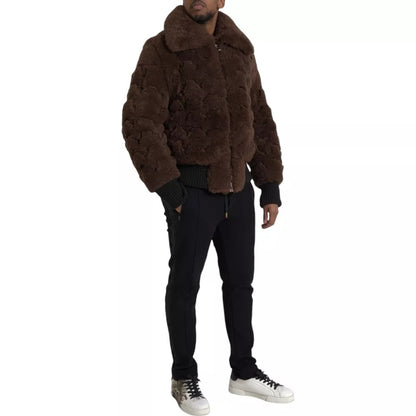 Chaqueta de abrigo de piel de cordero marrón de Bottega Veneta