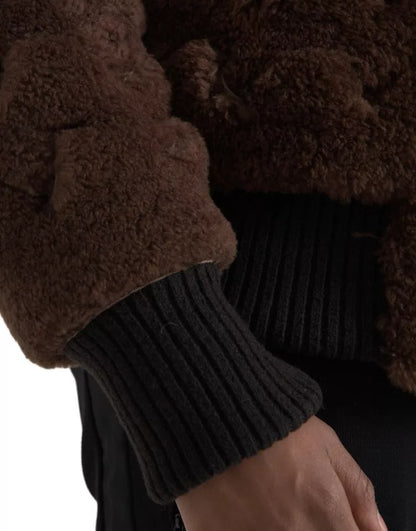 Chaqueta de abrigo de piel de cordero marrón de Bottega Veneta