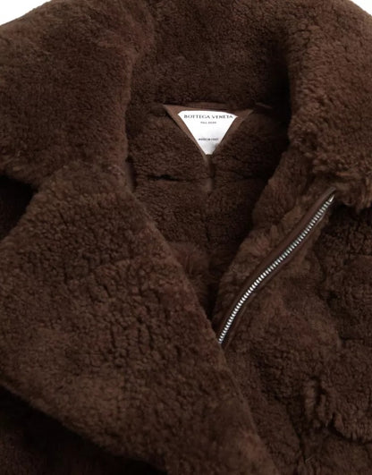 Chaqueta de abrigo de piel de cordero marrón de Bottega Veneta