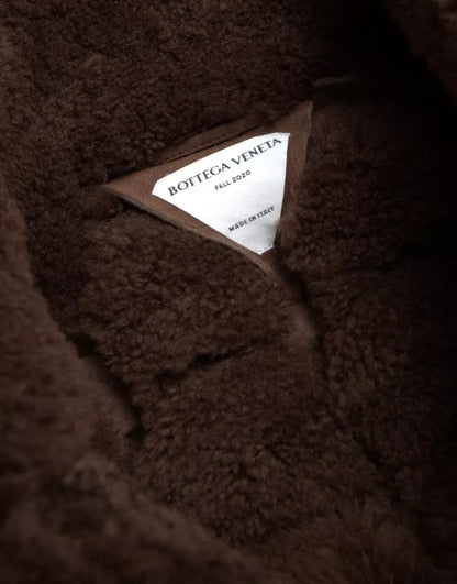 Chaqueta de abrigo de piel de cordero marrón de Bottega Veneta
