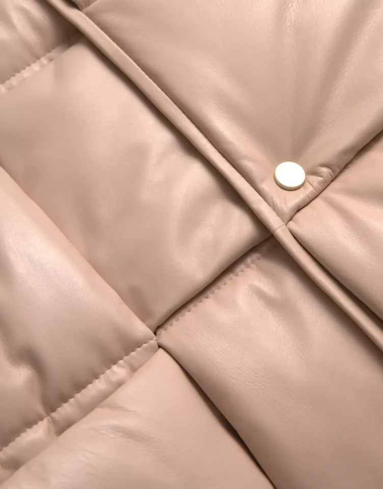 Chaqueta Bottega Veneta Beige Acolchada Sin Mangas de Piel de Becerro
