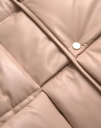 Chaqueta Bottega Veneta Beige Acolchada Sin Mangas de Piel de Becerro