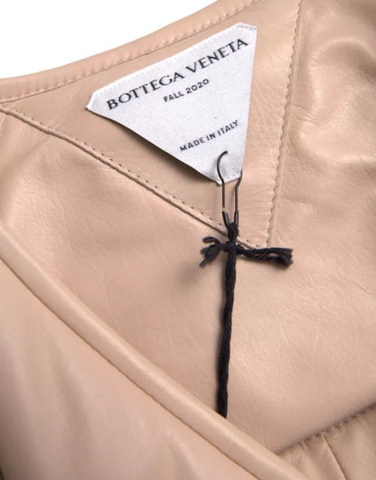 Chaqueta Bottega Veneta Beige Acolchada Sin Mangas de Piel de Becerro