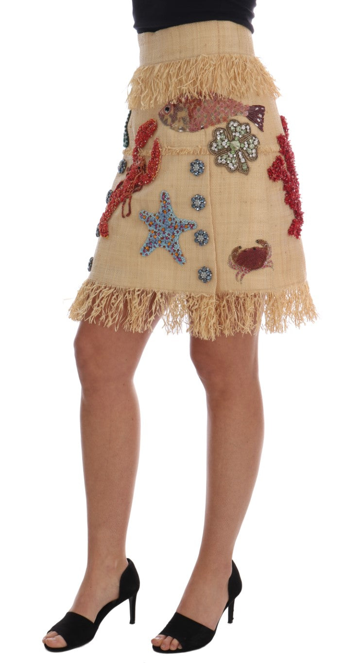 Falda Dolce & Gabbana de Fibra de Palma Beige Cristal